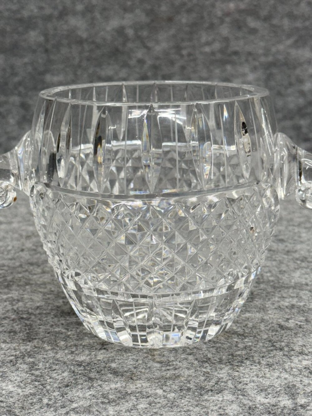 Vintage Ceska Lead Crystal Ice Bucket / Wine Chiller with Integrated Tab Handles